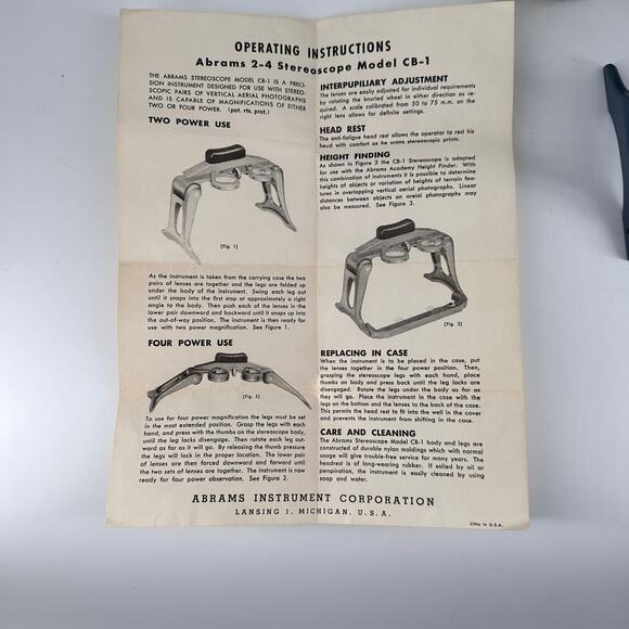 Vintage Abrams CB-1 2-4 Stereoscope with Case & Manual USA Made - Picture 3 of 9